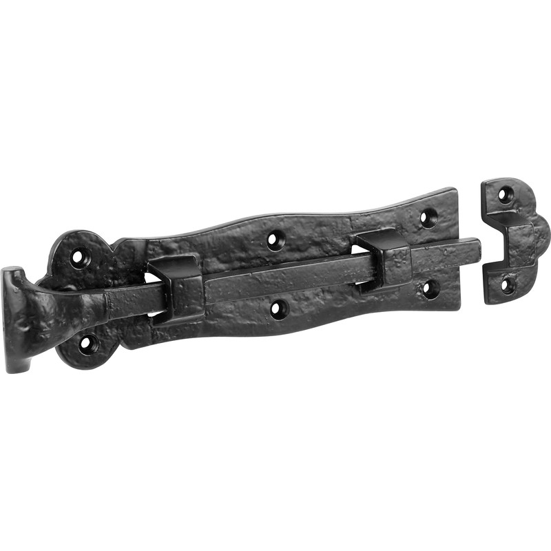 Antique Iron Straight Tower Bolt 8" - Black