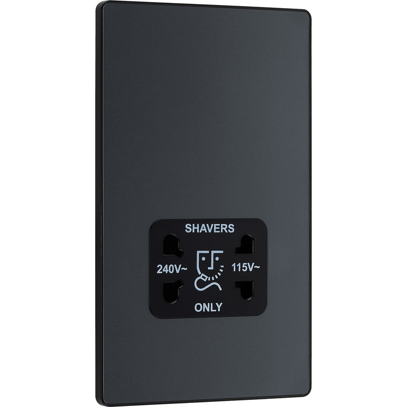 BG Evolve Matt Grey (Black Ins) Dual Voltage Shaver Socket 115/240V