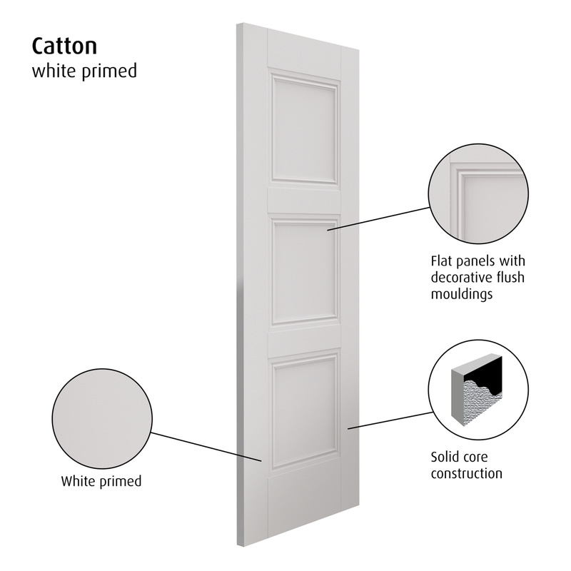 Catton White 3P Primed Internal Door 35 x 1981 x 838mm