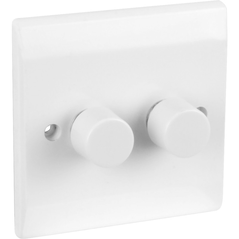 Axiom Low Profile LED White Dimmer Switch 2 Gang 2 Way