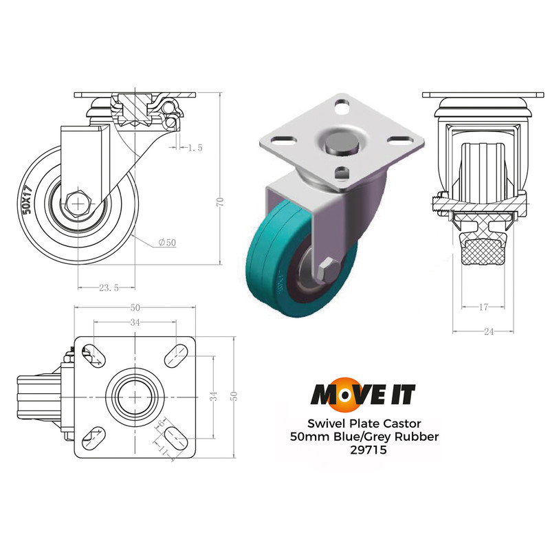 Swivel Wheel Castor 50mm 50kg
