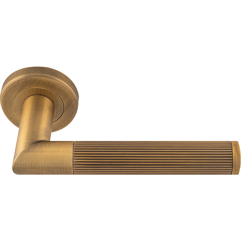Serozzetta Trend Lines Lever On Rose Door Handles Antique Brass