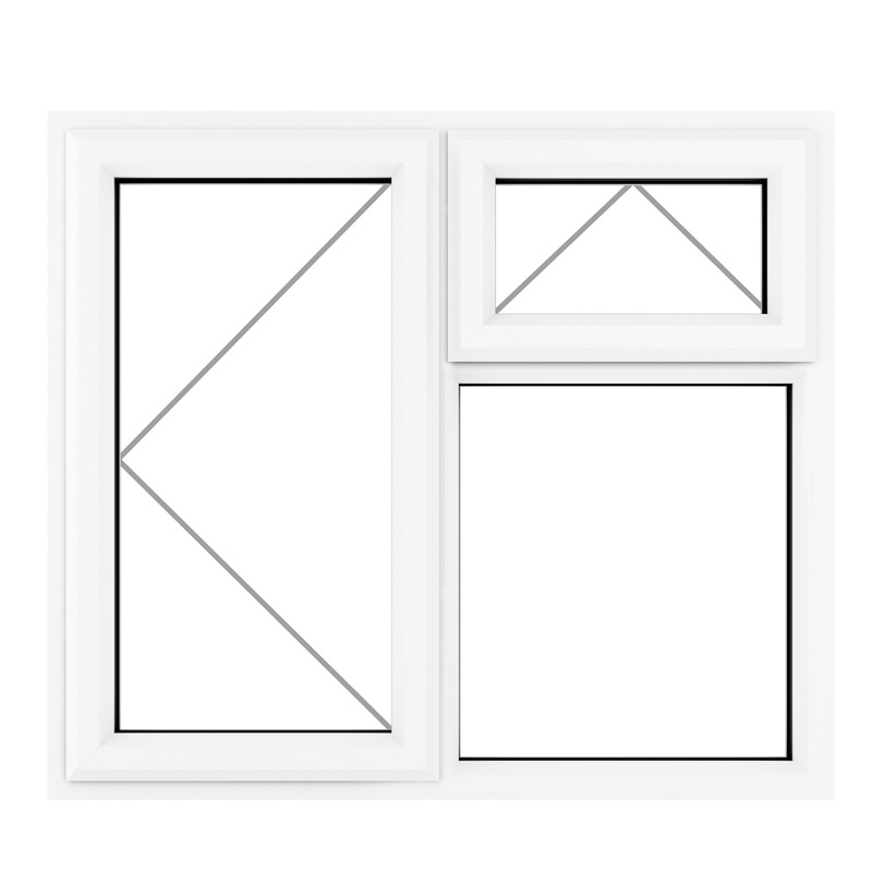 Crystal Casement uPVC Window Left Hand Opening Next To a Top Opener 1190mm x 965mm Clear Triple Glazed White
