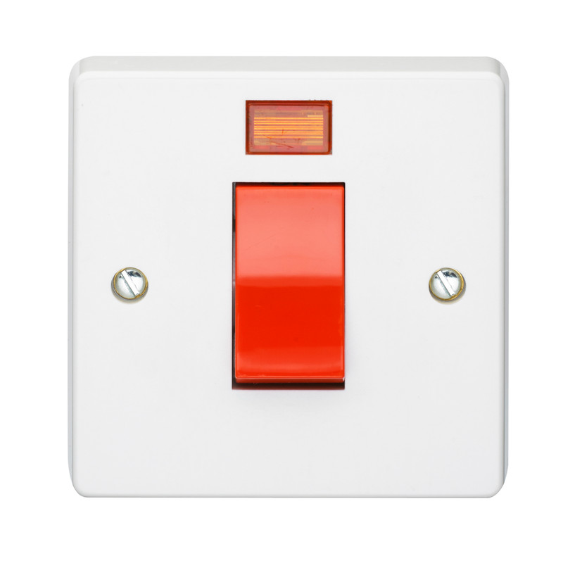 Crabtree 45A DP Cooker Switch 1 Gang Neon