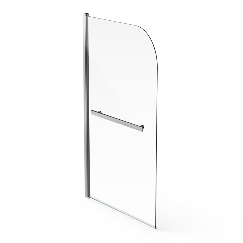 Aqualux Radius Bath Screen & Towel Rail Silver Frame 1500x900mm