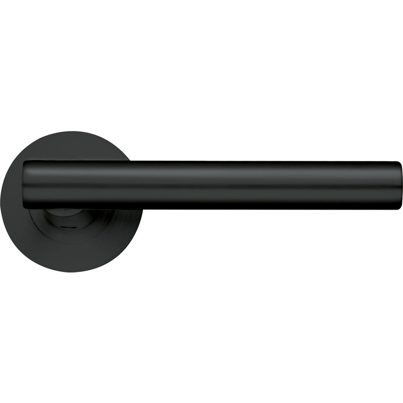 Stanza Lucca Lever on Rose Door Handles Oscuro Matt Black