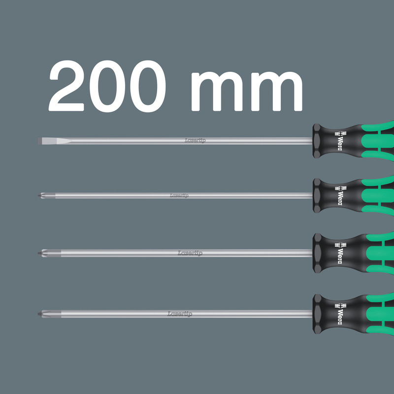 Wera Kraftform Plus Long Engineers Screwdriver Set with Laser Tip 200mm