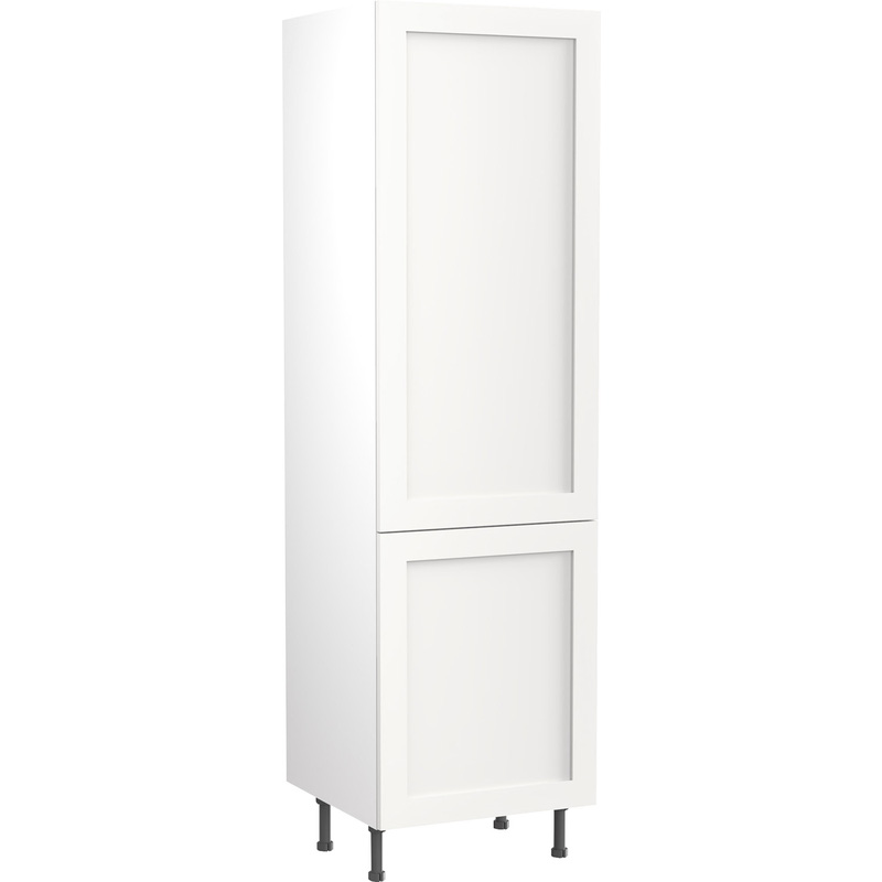 Kitchen Kit Flatpack Shaker Kitchen Cabinet Tall Fridge & Freezer 70/30 Unit Ultra Matt White 600mm