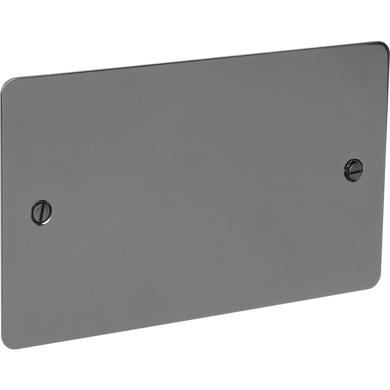 Flat Plate Black Nickel Blank Plate 2 Gang