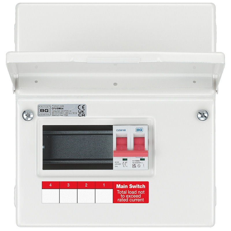 BG Metal 100A Consumer Unit 4 Way