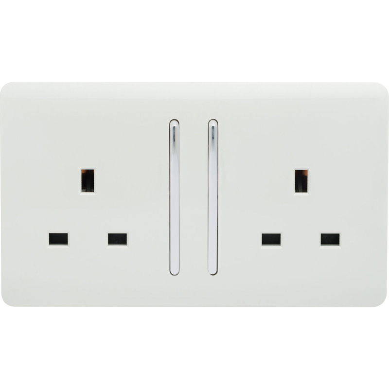 Trendiswitch White 2 Gang 13 Amp Switched Socket 2 Gang