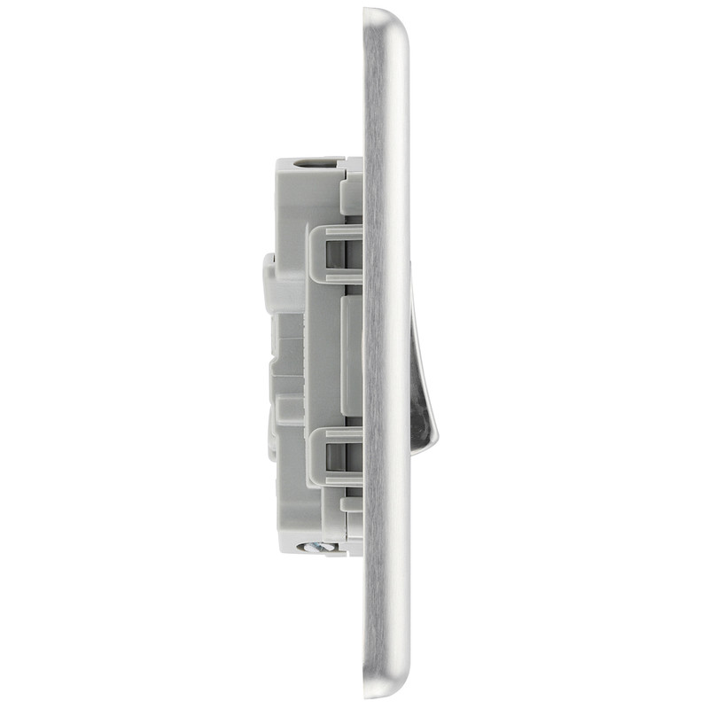 BG Brushed Steel 10A Switch 2 Gang 2 Way