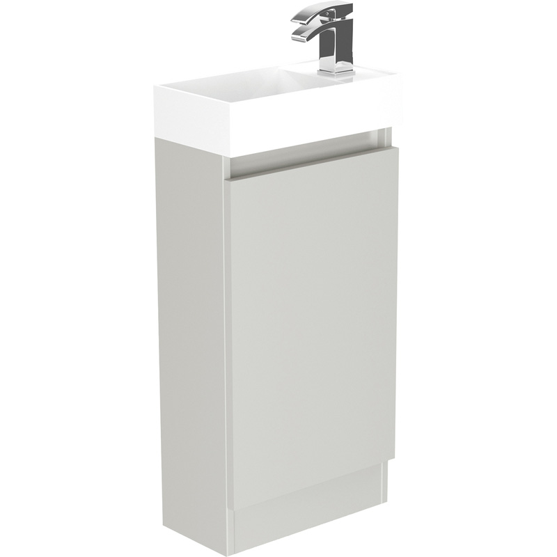 Newland Single Door Floor Standing Vanity Unit With Basin Pearl Grey 400mm