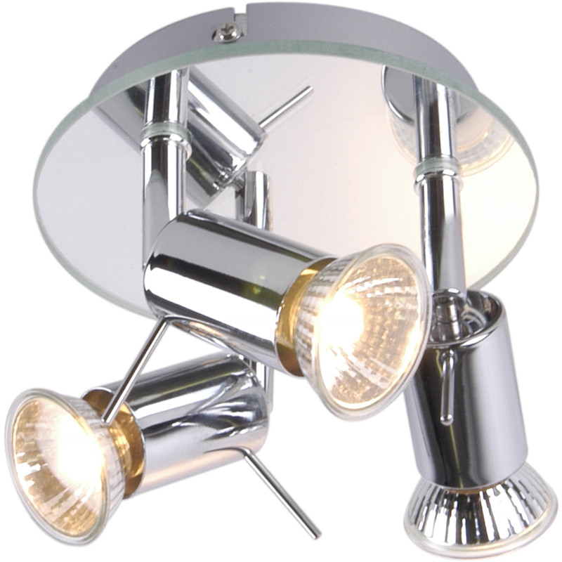 Mercury Mirror Plated GU10 3 Plate Spotlight