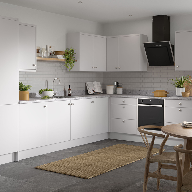 Kitchen Kit Flatpack Value Slab Kitchen Cabinet Base Unit Matt Light Grey 400mm