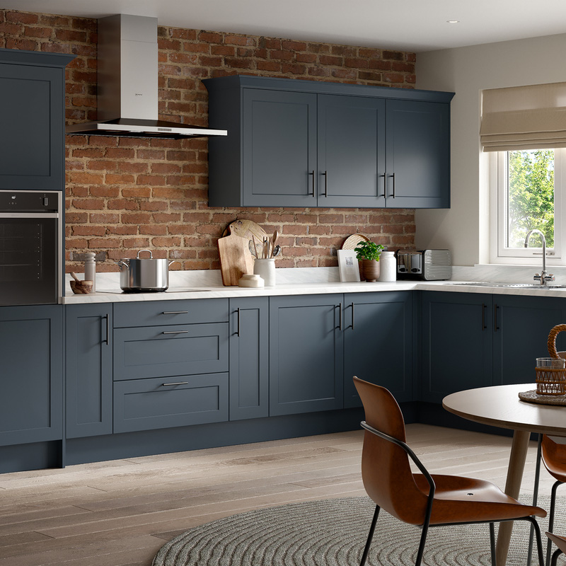 Kitchen Kit Flatpack Shaker Kitchen Cabinet Wall Unit Ultra Matt Indigo Blue 450mm