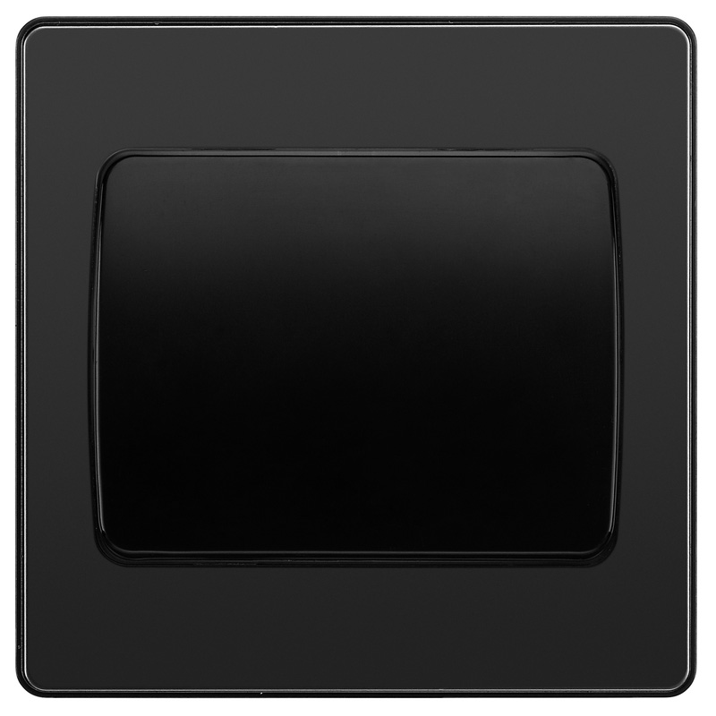 BG Evolve Black Chrome (Black Ins) Single Light Switch, 20A 16Ax, 2 Way, Wide Rocker