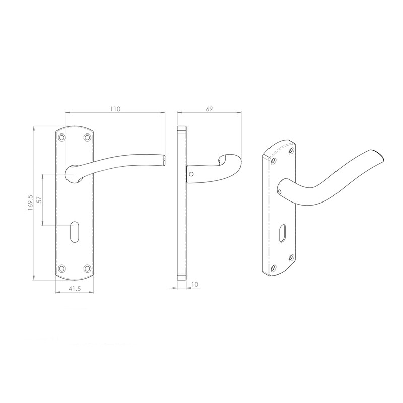 Serozzetta Cuatro Door Handles Lock Satin Chrome