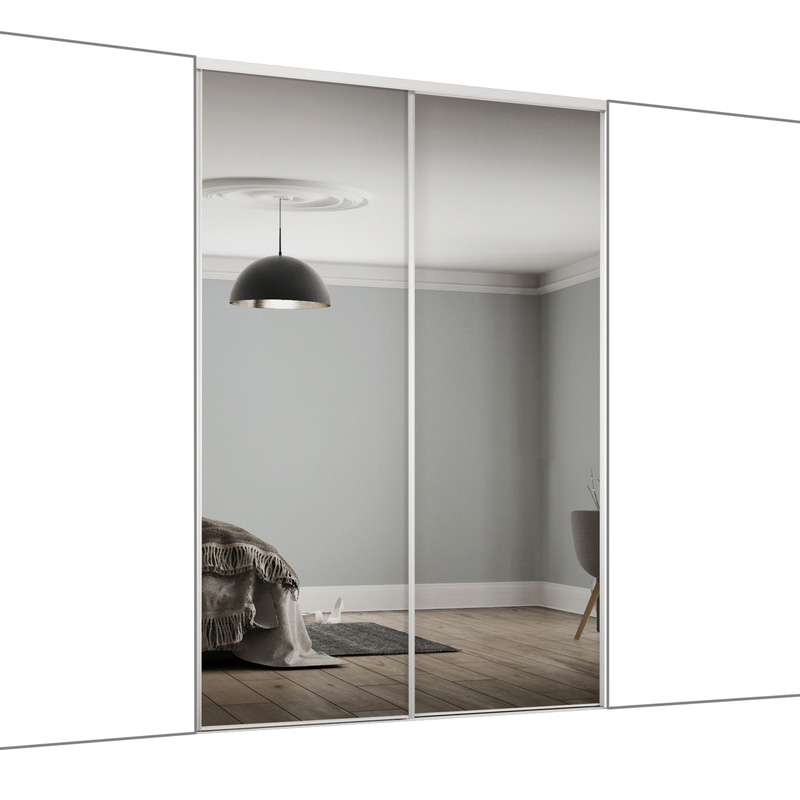 Spacepro Classic 2 Door Sliding Wardrobe Kit White Framed Mirror 1185 x 2260mm