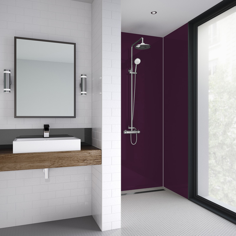 Mermaid Acrylic Shower Wall Panel Plum 2440mm x 1200mm x 4mm