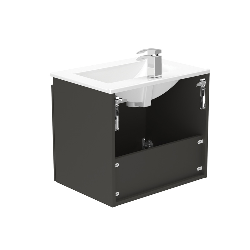 Newland Double Door Wall Hung Vanity Unit With Basin Midnight Mist 600mm