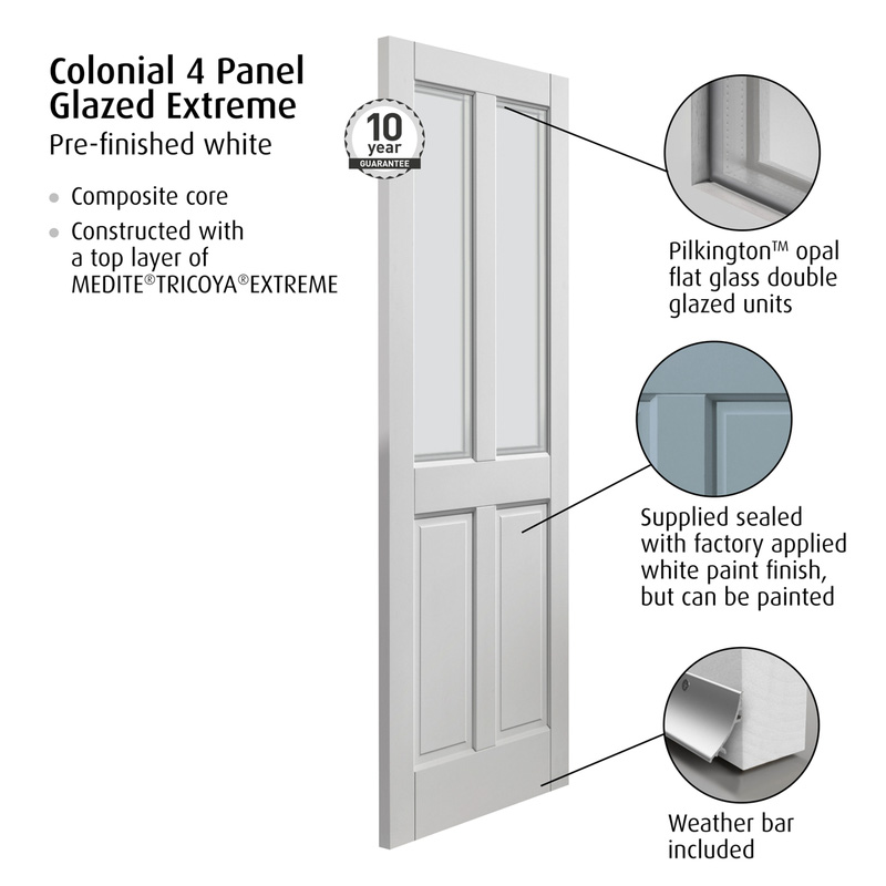 Colonial 4 Panel Glazed Extreme External Door 44 x 1981 x 838mm