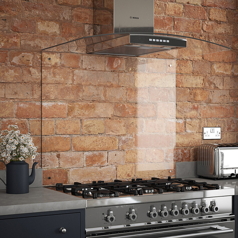Splashback Clear Glass Splashback with Chrome Caps 900 x 750mm