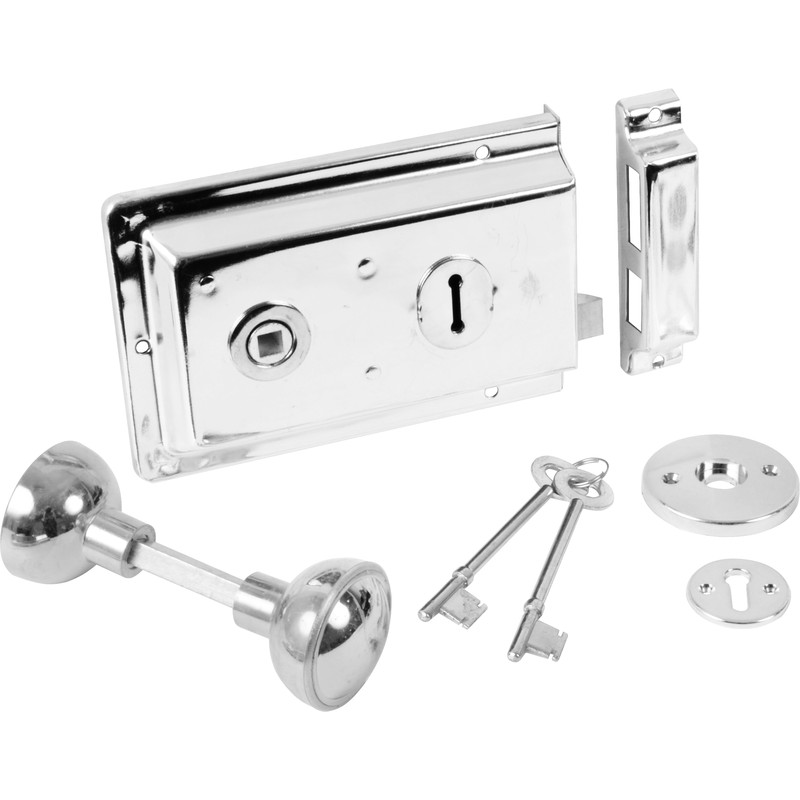 Rim Lock with Handles Chrome
