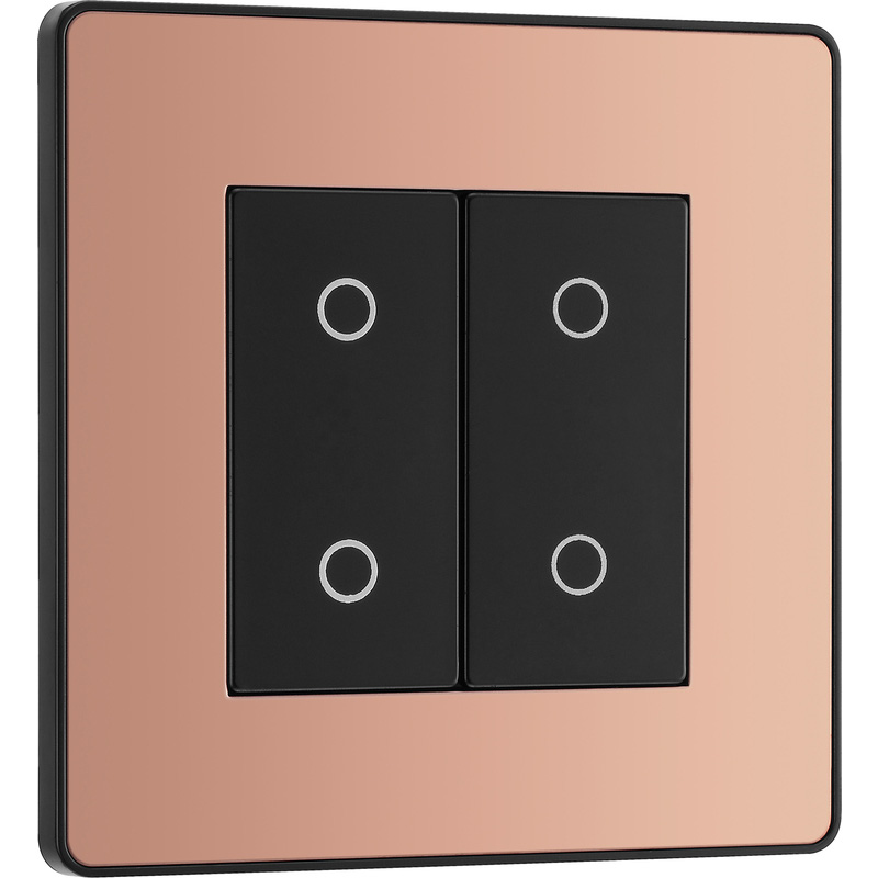 BG Evolve Polished Copper (Black Ins) 200W Double Touch Dimmer Switch, 2-Way Secondary