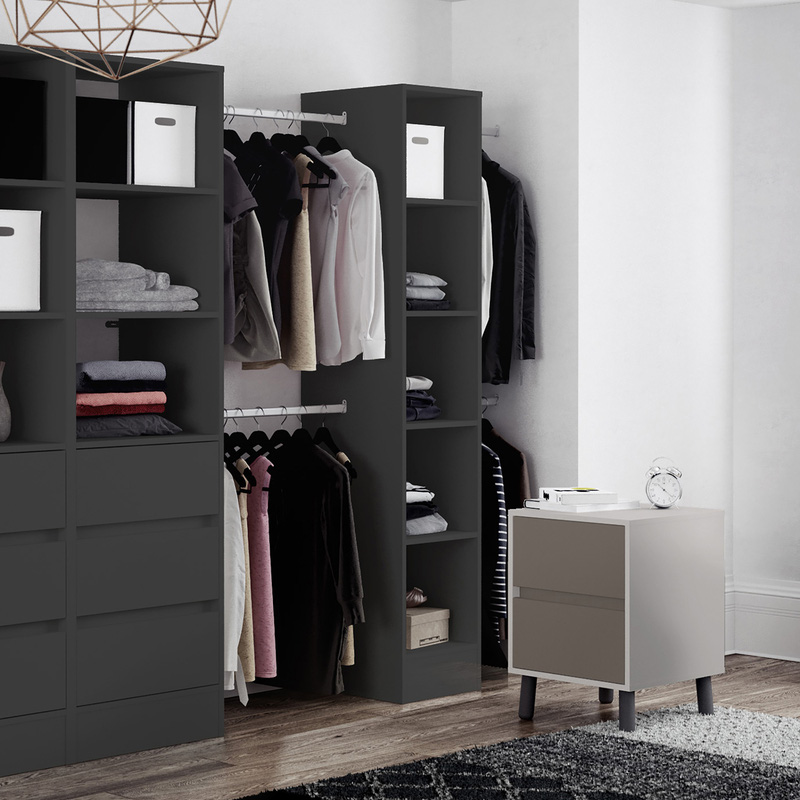 Spacepro 5 Shelves Tower Unit with 1 Hanger Bar Diamond Grey 2100 x 450 x 500mm