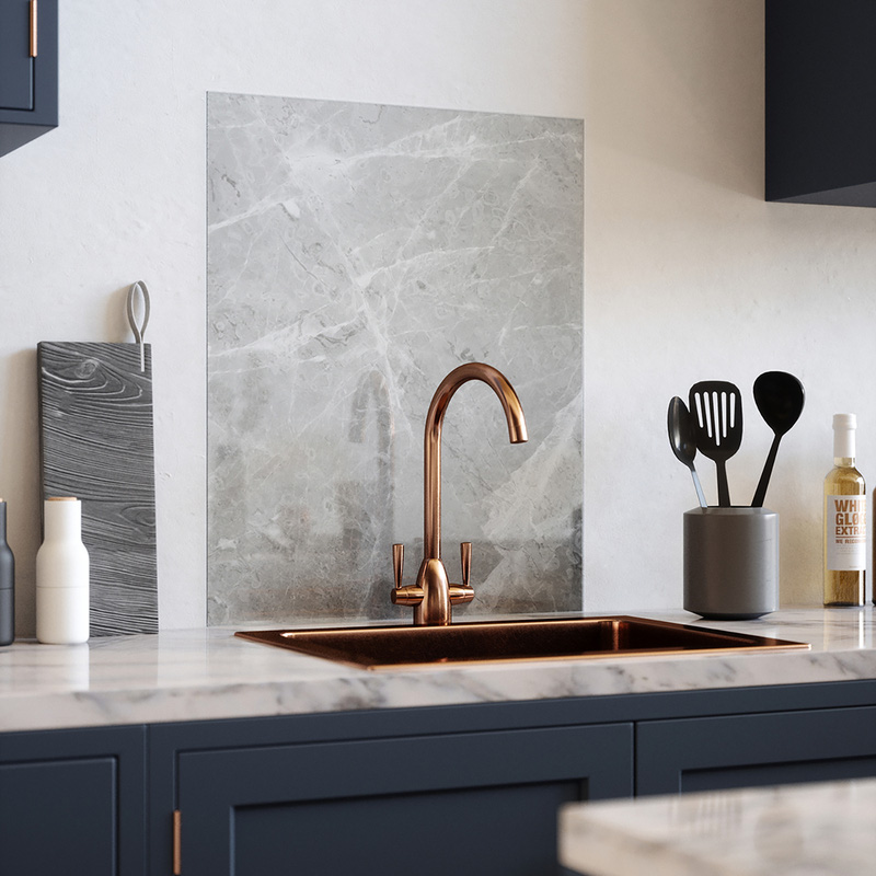 House Beautiful Pietra Grey Self-Adhesive Glass Splashback 900 x 750mm