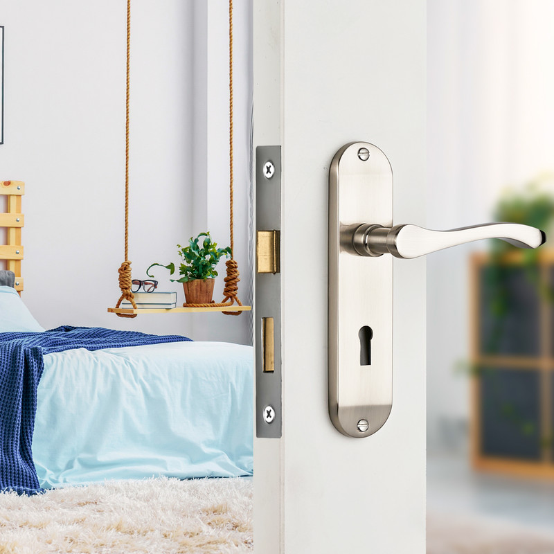 Capri Door Handles Lock Brushed Nickel