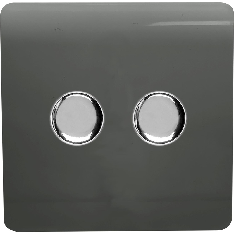 Trendiswitch Charcoal 2 Gang LED Dimmer Switch 2 Gang