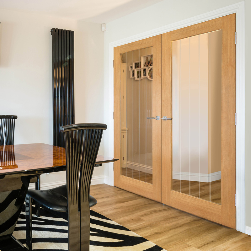 Thames 1 Light Oak Internal Door Unfinished Glazed 35 x 1981 x 762mm