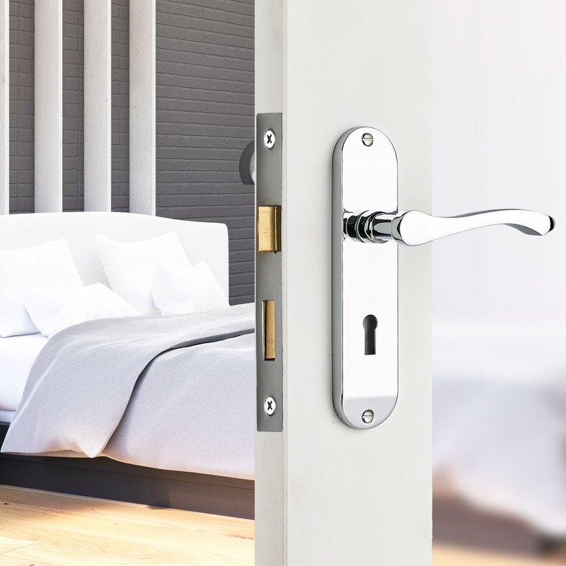 Capri Door Handles Lock Polished Chrome