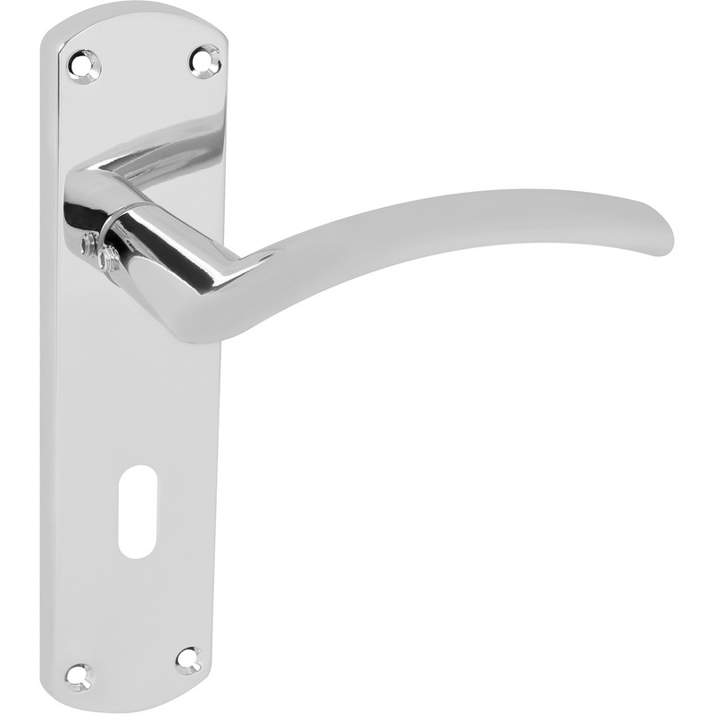 Serozzetta Tres Door Handles Lock Polished Chrome