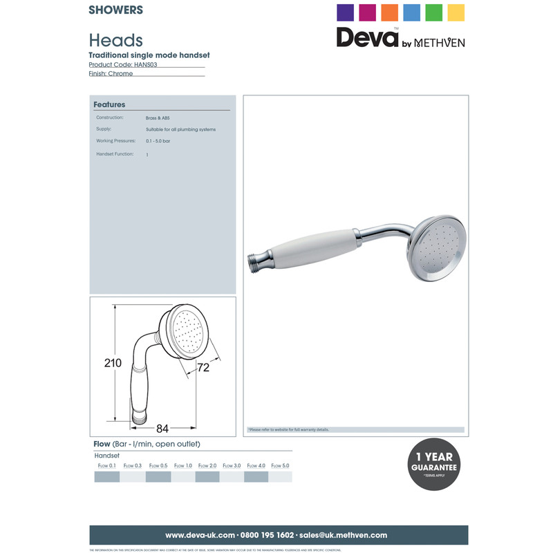 Deva Single Spray Shower Handset