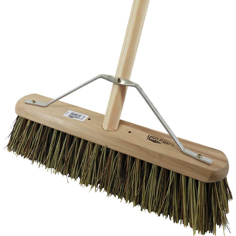Industrial Stiff Platform Broom With Handle 18" (457mm) Natural