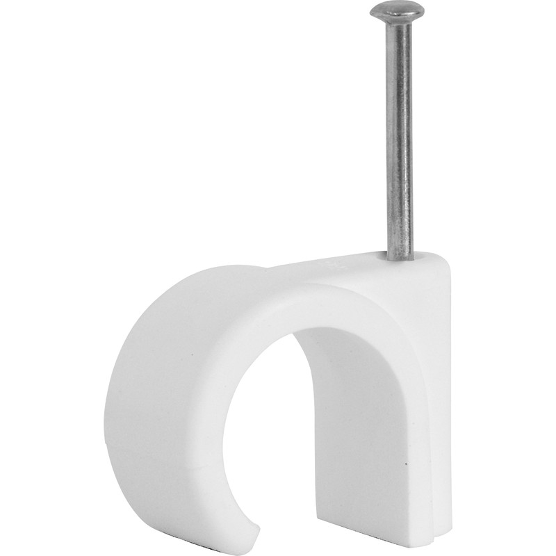 Round Cable Clips White 9mm