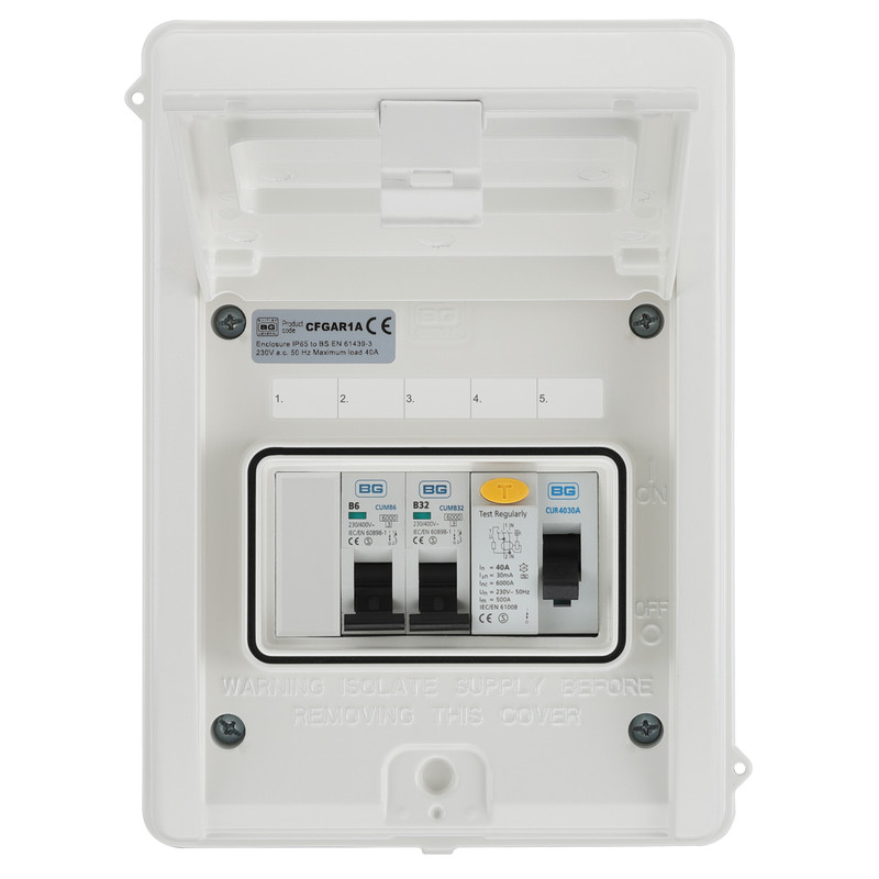 BG Metal Garage Consumer Unit IP65 2 Way