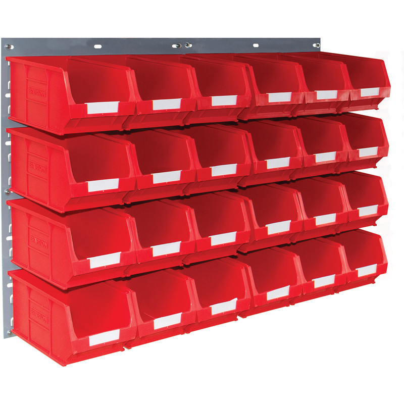Barton Steel Louvre Panel with Red Bins 641 x 457mm with TC3 Red Bins