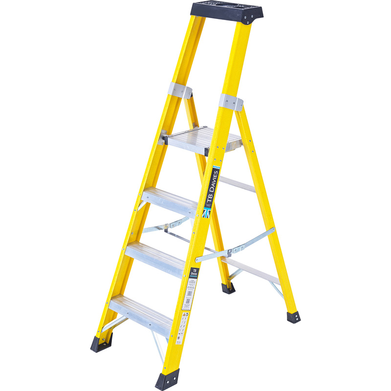 TB Davies Fibreglass Platform Step Ladder 4 Tread SWH 2.5m
