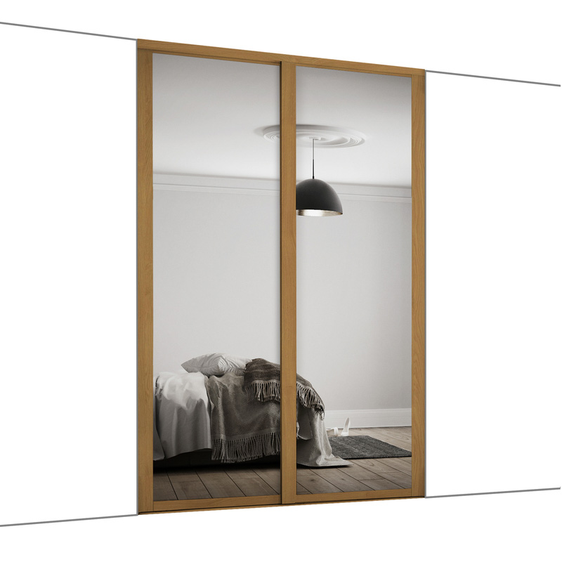 Spacepro Shaker 2 Door Sliding Wardrobe Kit Oak Framed Mirror 1145 x 2260mm