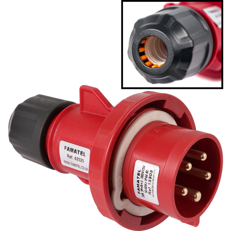 Industrial Watertight Plug IP67 415V 32A 3PN+E