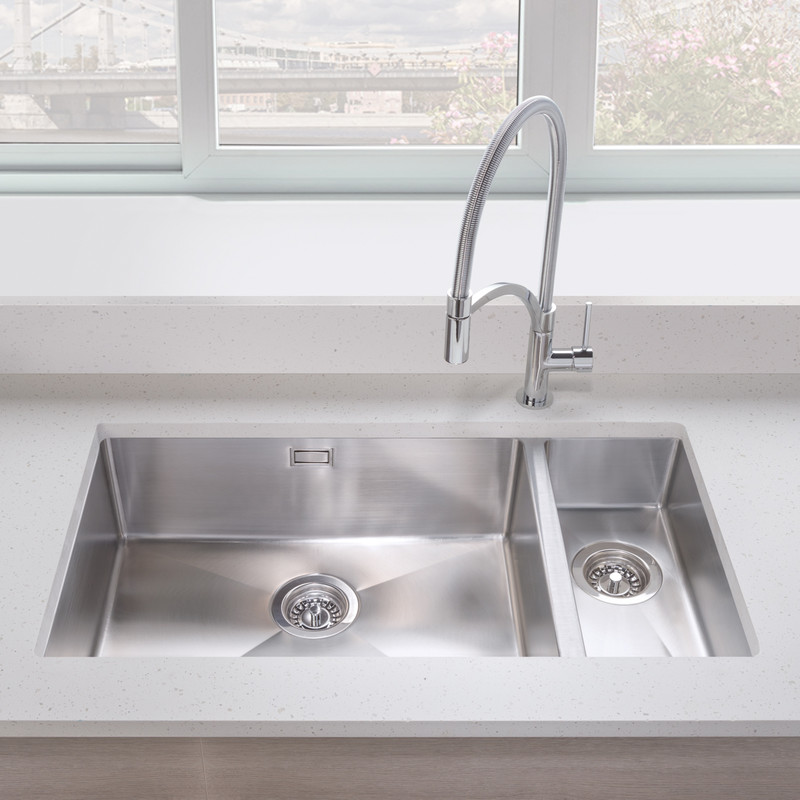 Stainless Steel Large 1.5 Bowl Kitchen Sink Left Hand 800 x 440 x 190mm