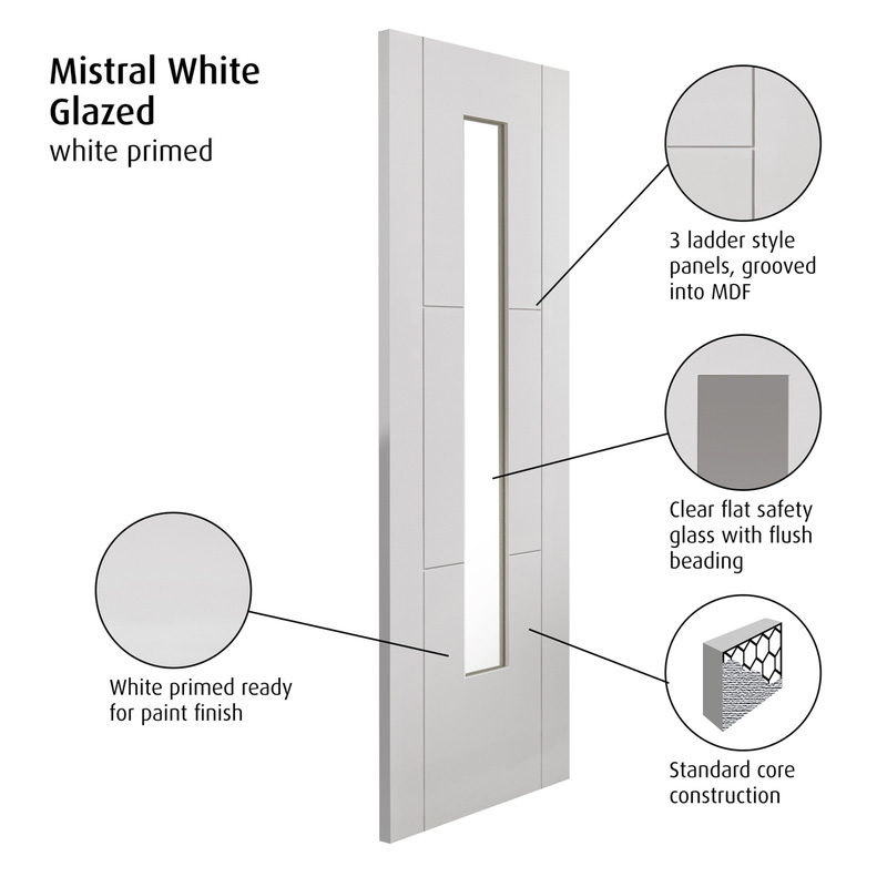 Mistral White Glazed Internal Door 40 x 2040 x 826mm