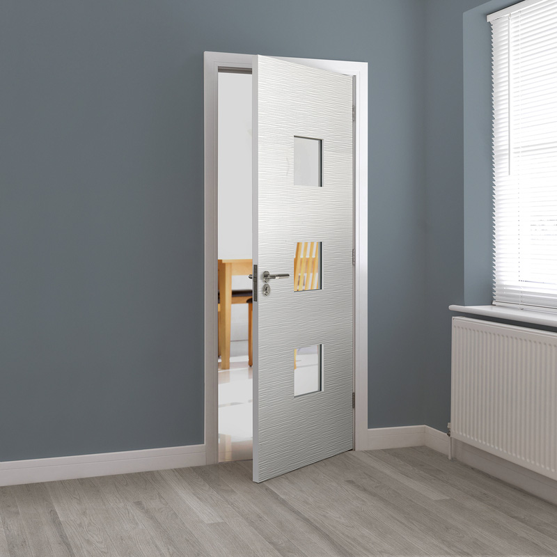 White Ripple Glazed Internal Door 35 x 1981 x 686mm