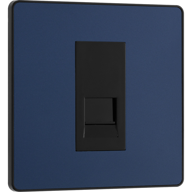 BG Evolve Matt Blue (Black Ins) Single Master Telephone Socket