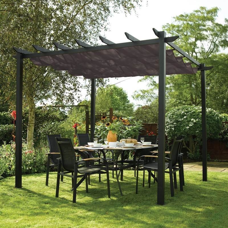 Rowlinson Latina Gazebo - Grey 234.5cm (h) x 300cm (w) x 300cm (d)