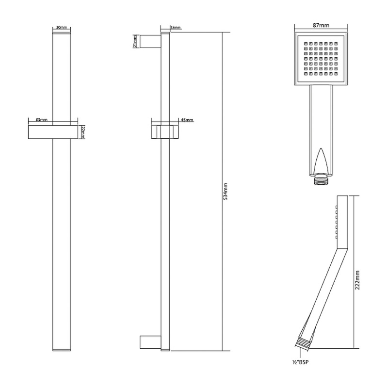 Triton Callum Square Shower Kit Chrome